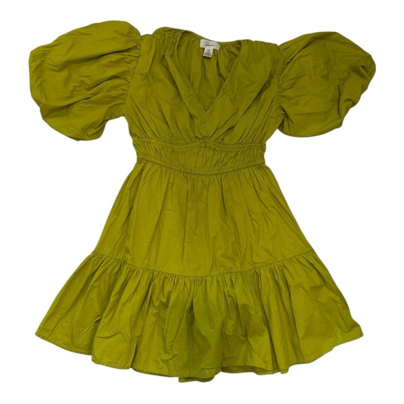 Japna Green Ruffled Puff Sleeve Mini Sundress - Picture 1 of 12